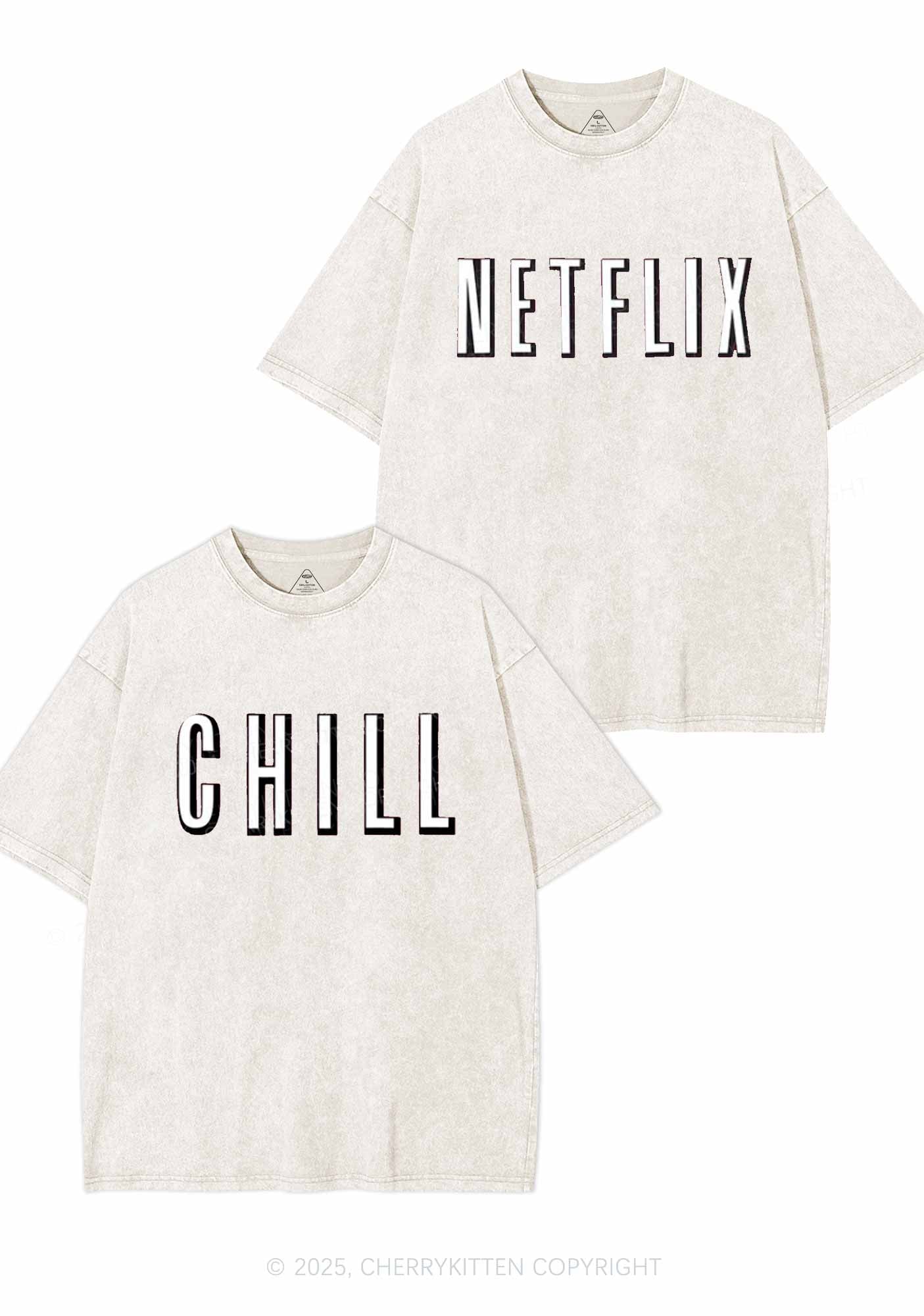 Netflix Chill Y2K Valentine's Day Washed Tee Cherrykitten