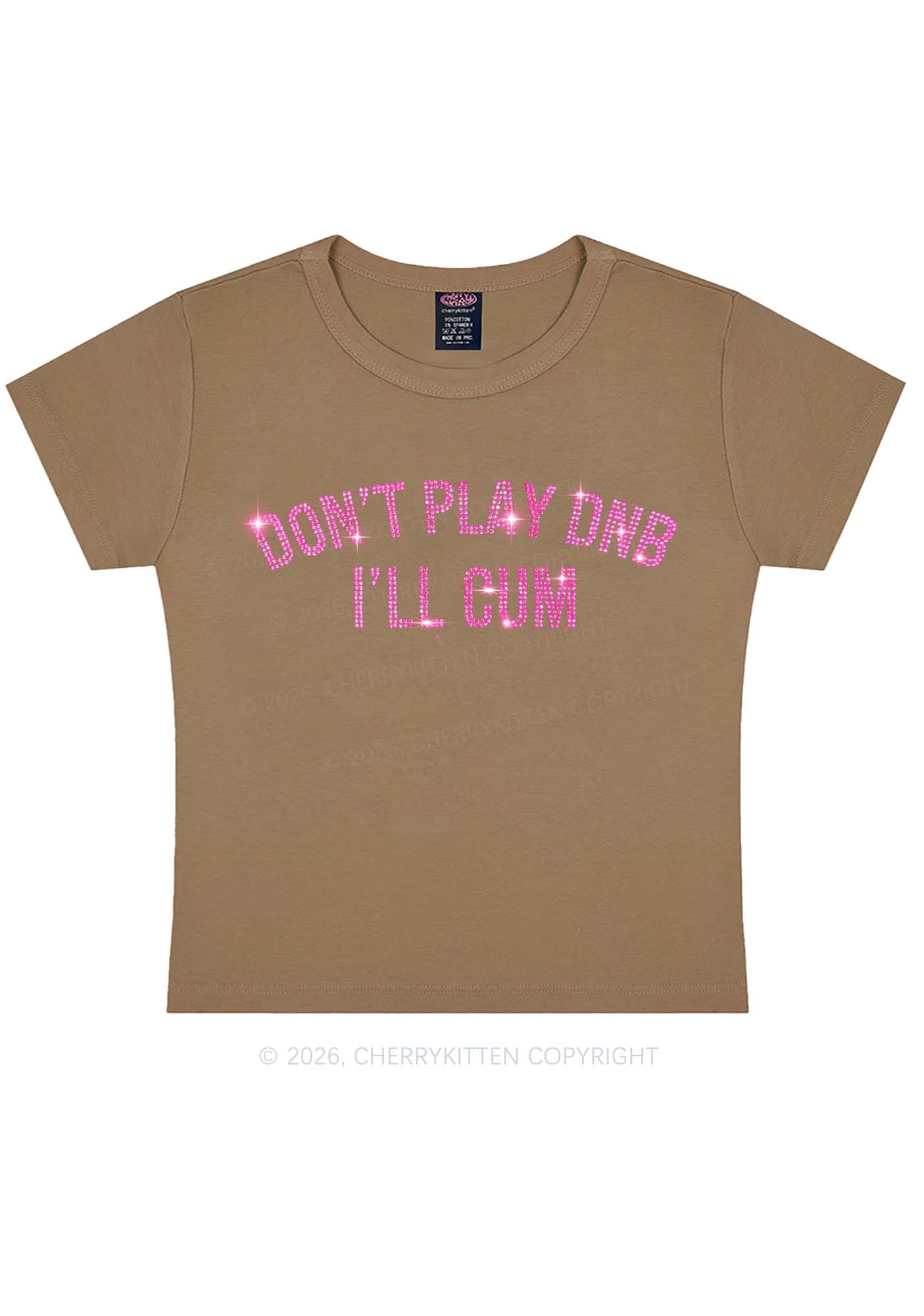 Rhinestone Dont Play DNB Y2K Baby Tee Cherrykitten