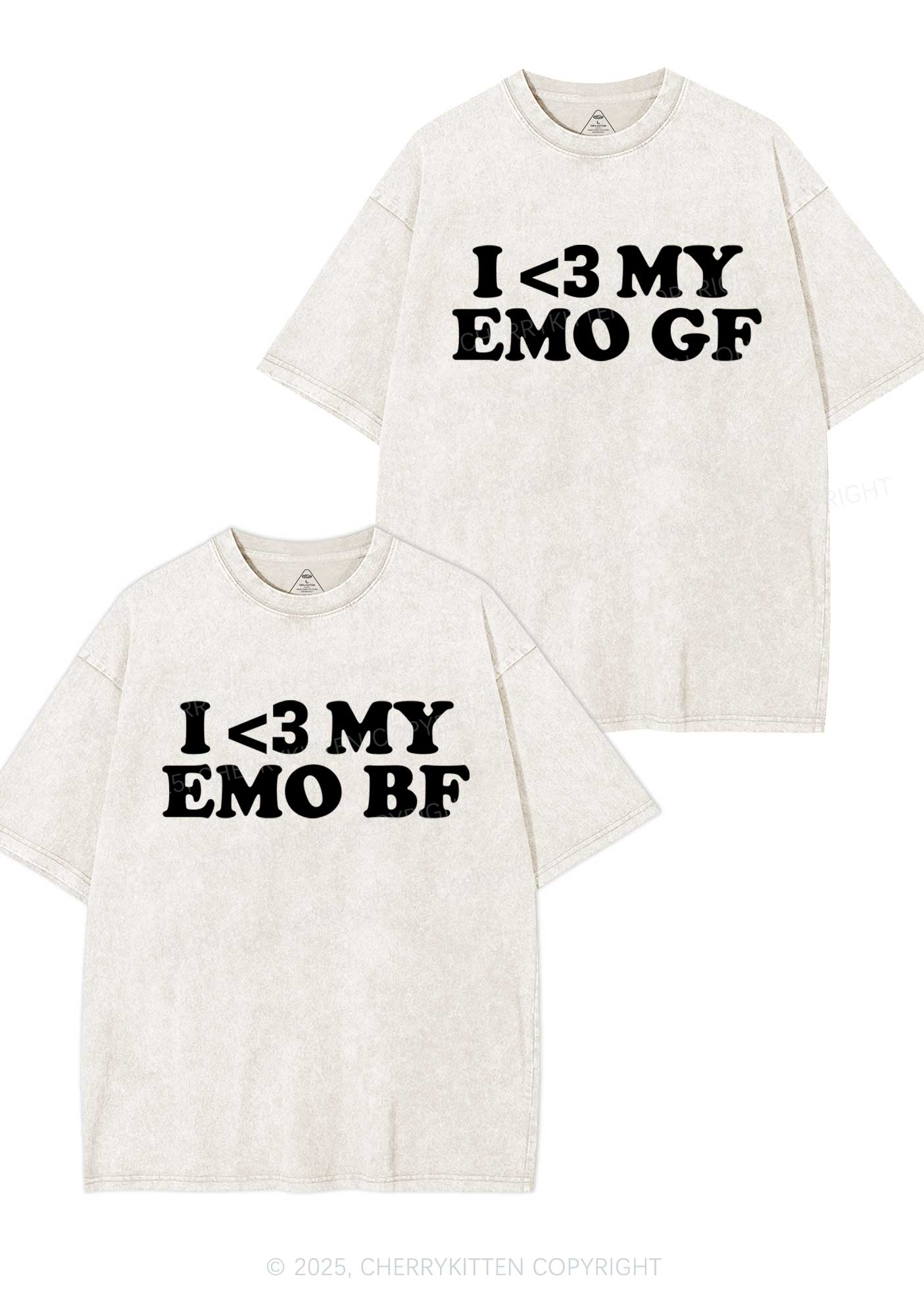 I Love My Emo BF GF Y2K Valentine's Day Washed Tee Cherrykitten