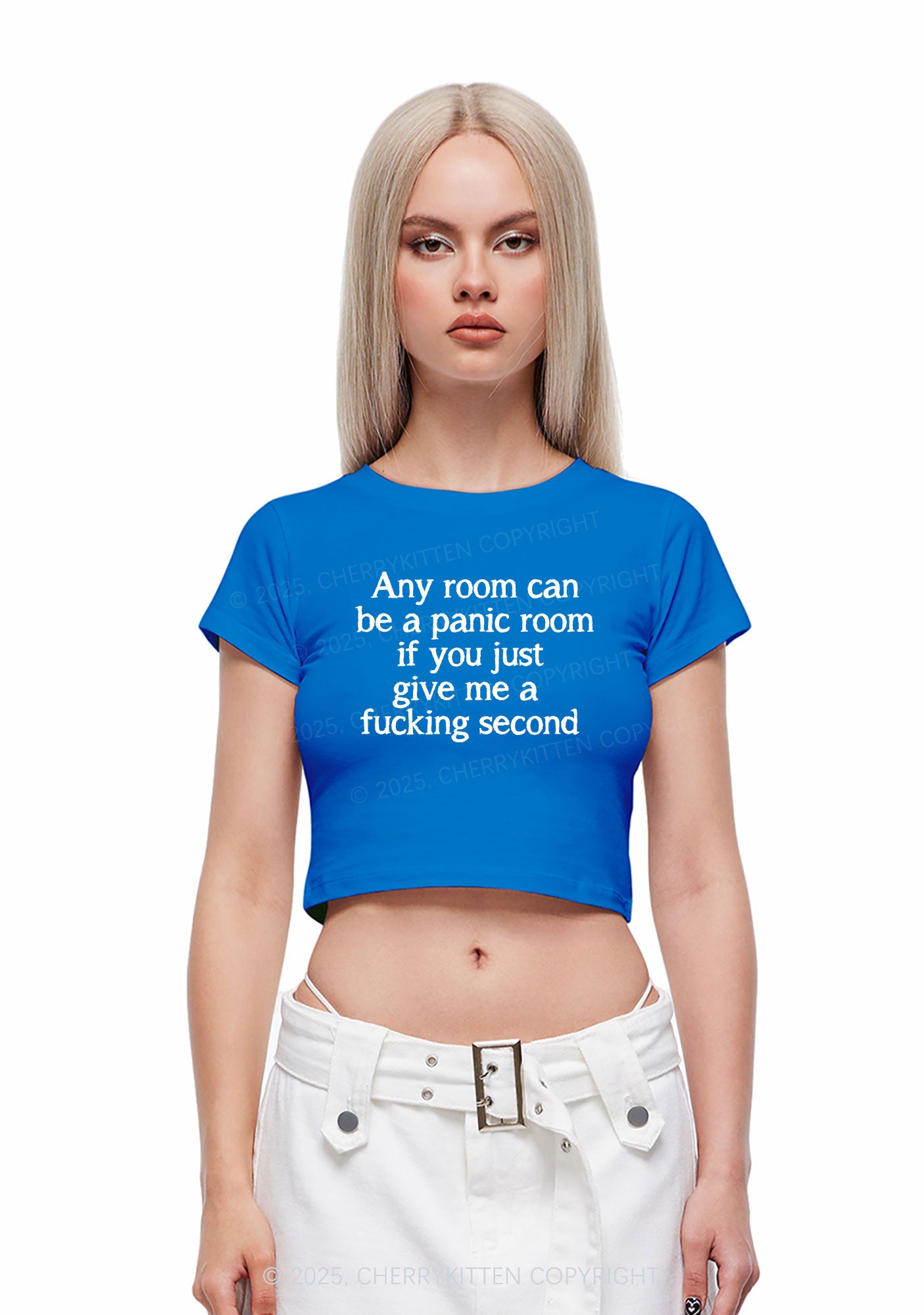 Any Room Can Be Panic Y2K Baby Tee Cherrykitten