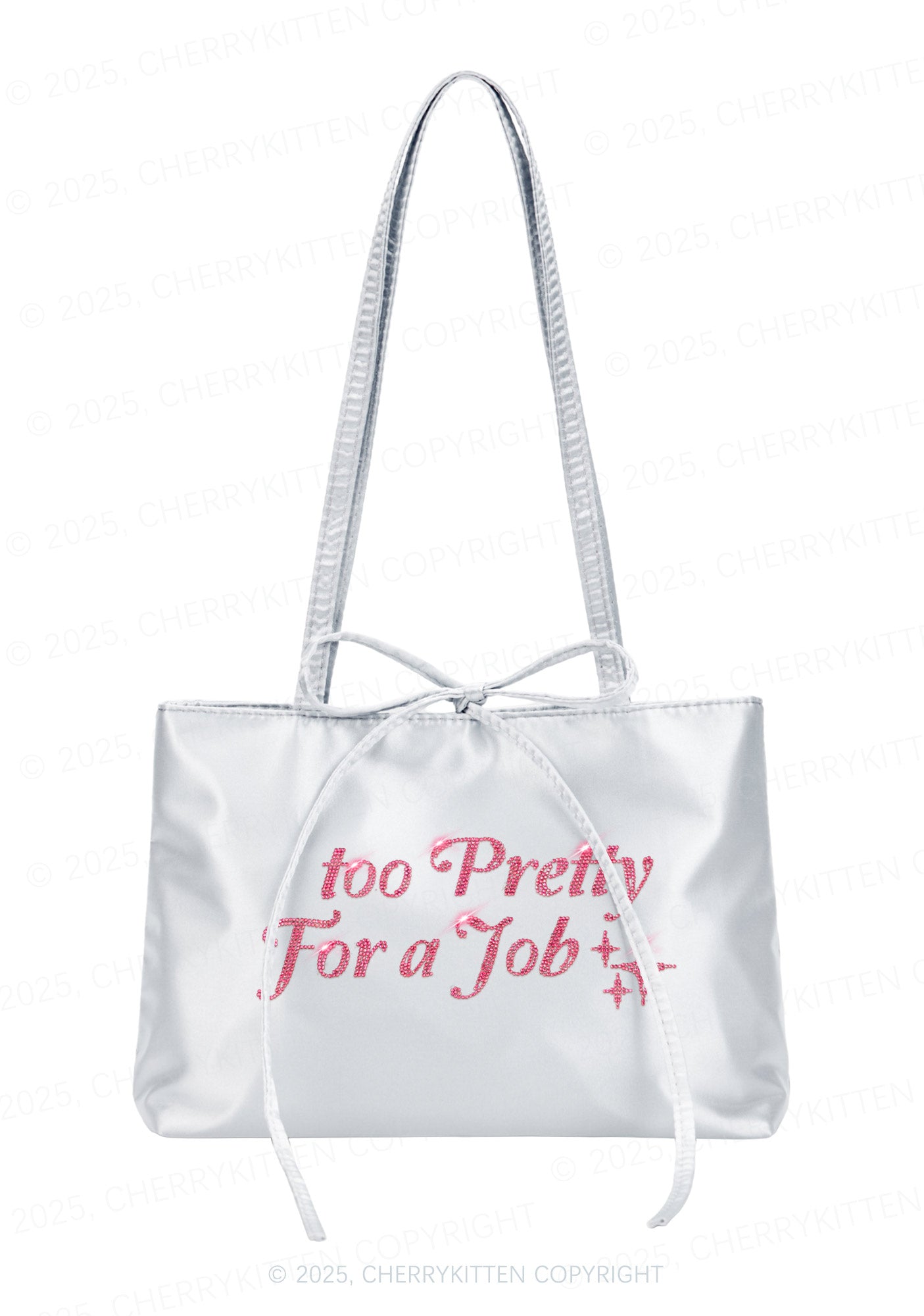 Rhinestone Too Pretty For Job Y2K Satin Bags Cherrykitten