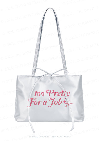 Rhinestone Too Pretty For Job Y2K Satin Bags Cherrykitten