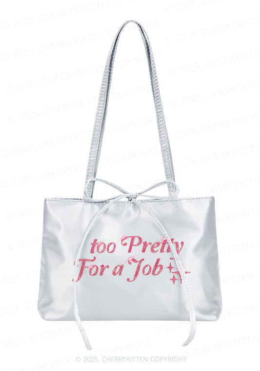 Rhinestone Too Pretty For Job Y2K Satin Bags Cherrykitten