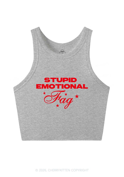 Stupid Emotional Fag Pride Y2K Crop Tank Top Cherrykitten