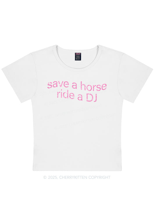 Glitter Ride A DJ Y2K Baby Tee Cherrykitten