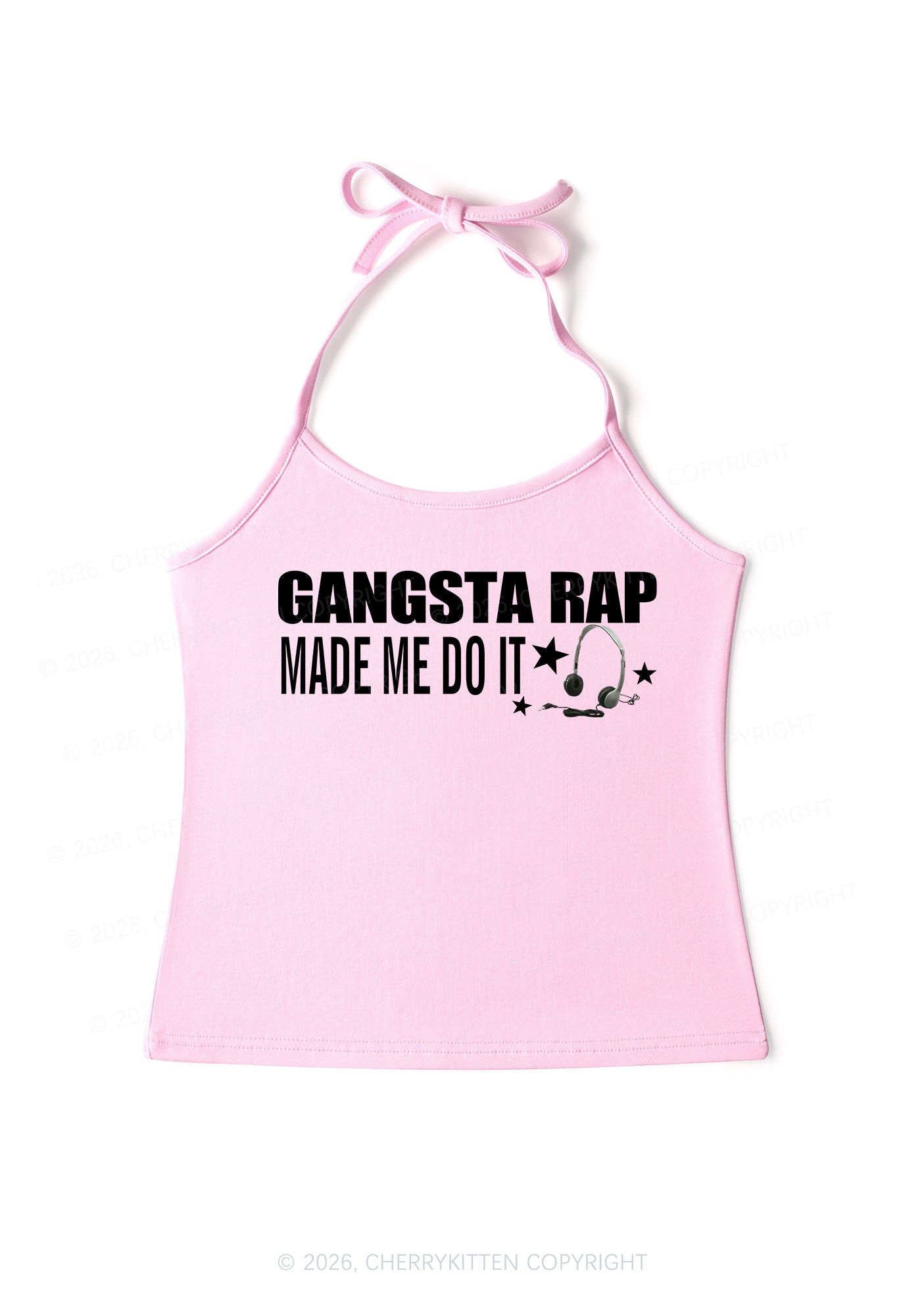 Gangsta Rap Made Me Do It Y2K Halter Neck Cami Cherrykitten