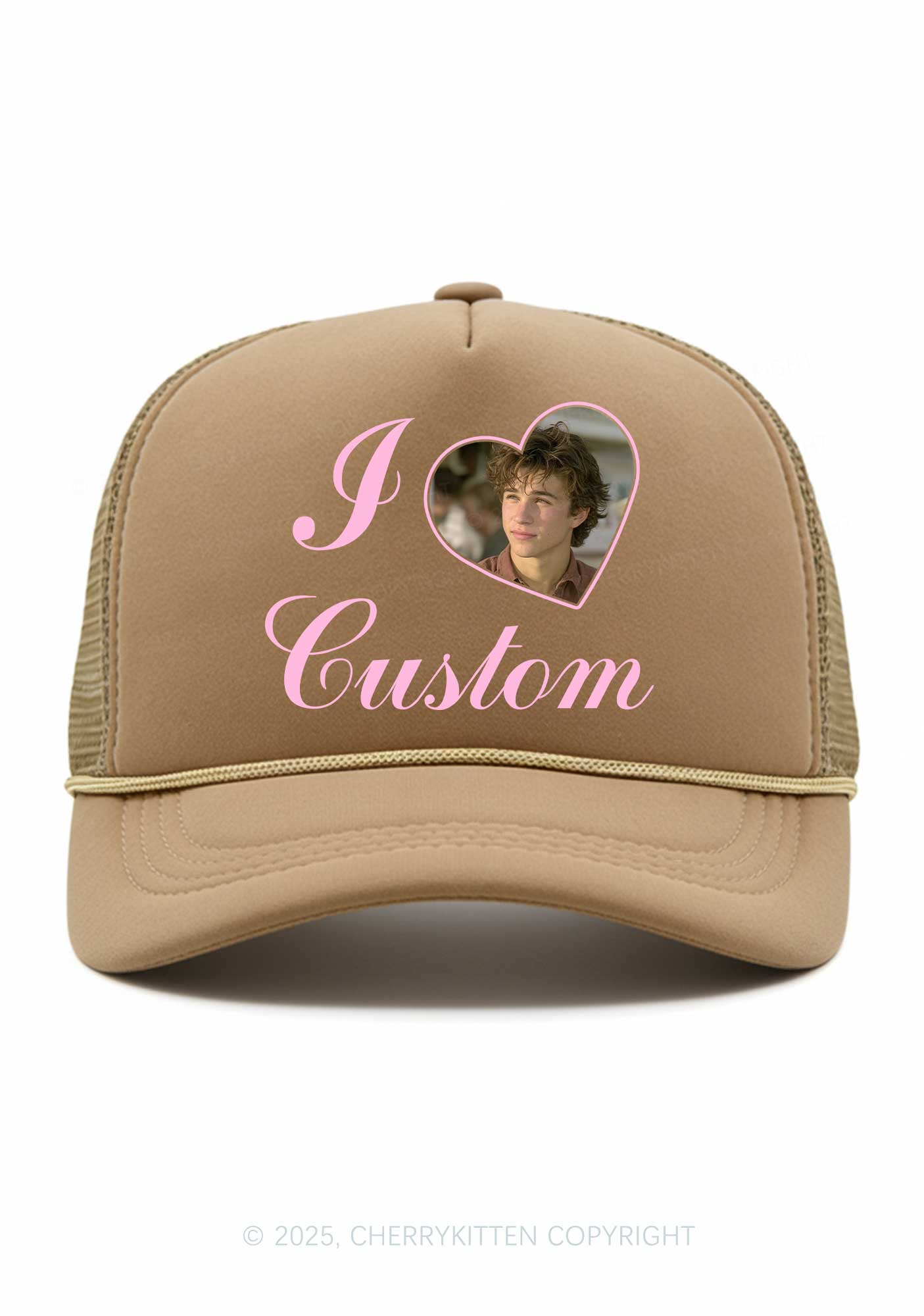 I Love Custom Photo Valentine's Day Y2K Trucker Hat Cherrykitten