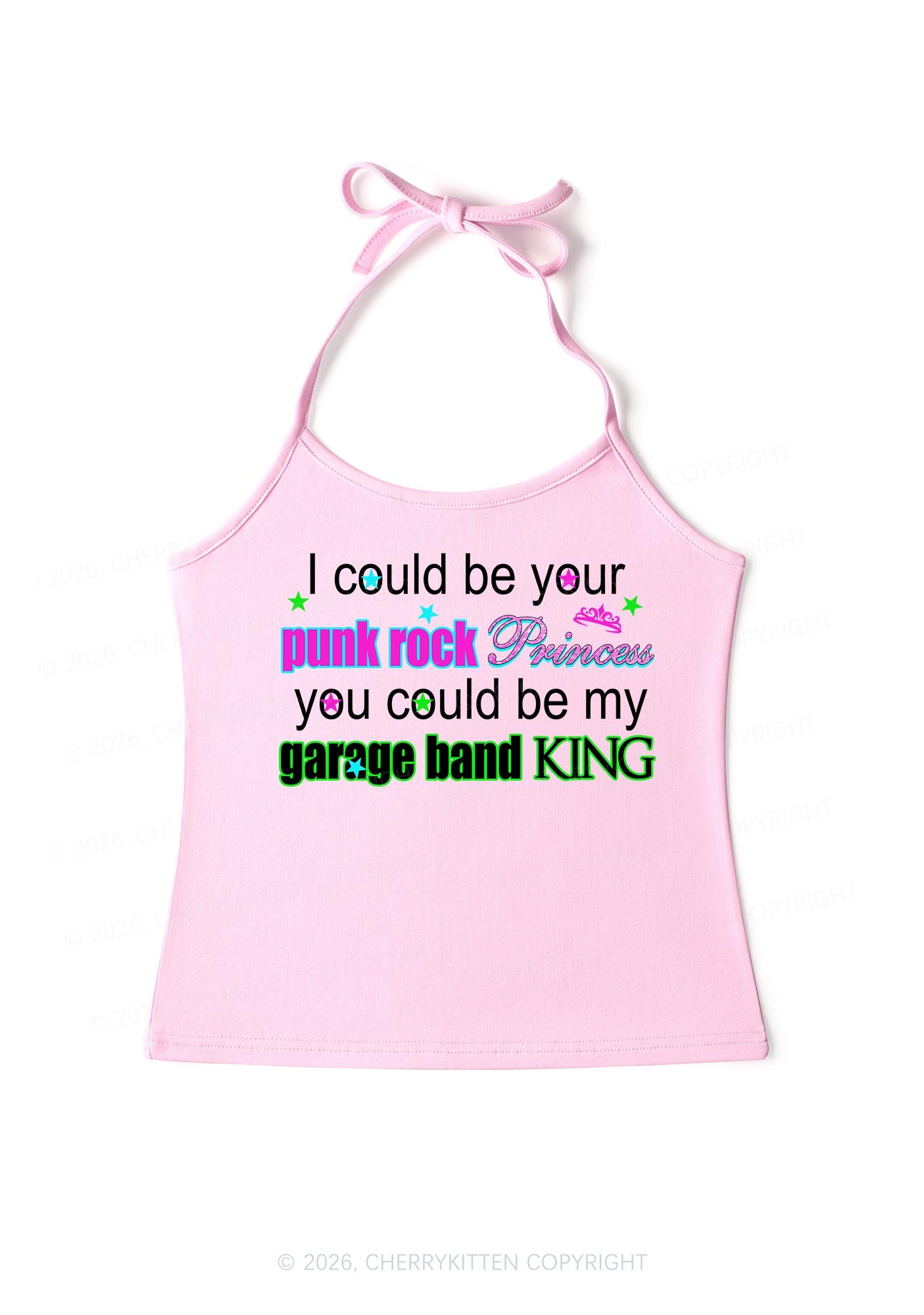 Punk Rock Princess Y2K Halter Neck Cami Cherrykitten