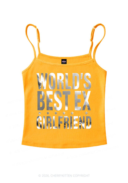 Best Ex Girlfriend Silver Foil Printed Y2K Spaghetti Strap Cami Cherrykitten