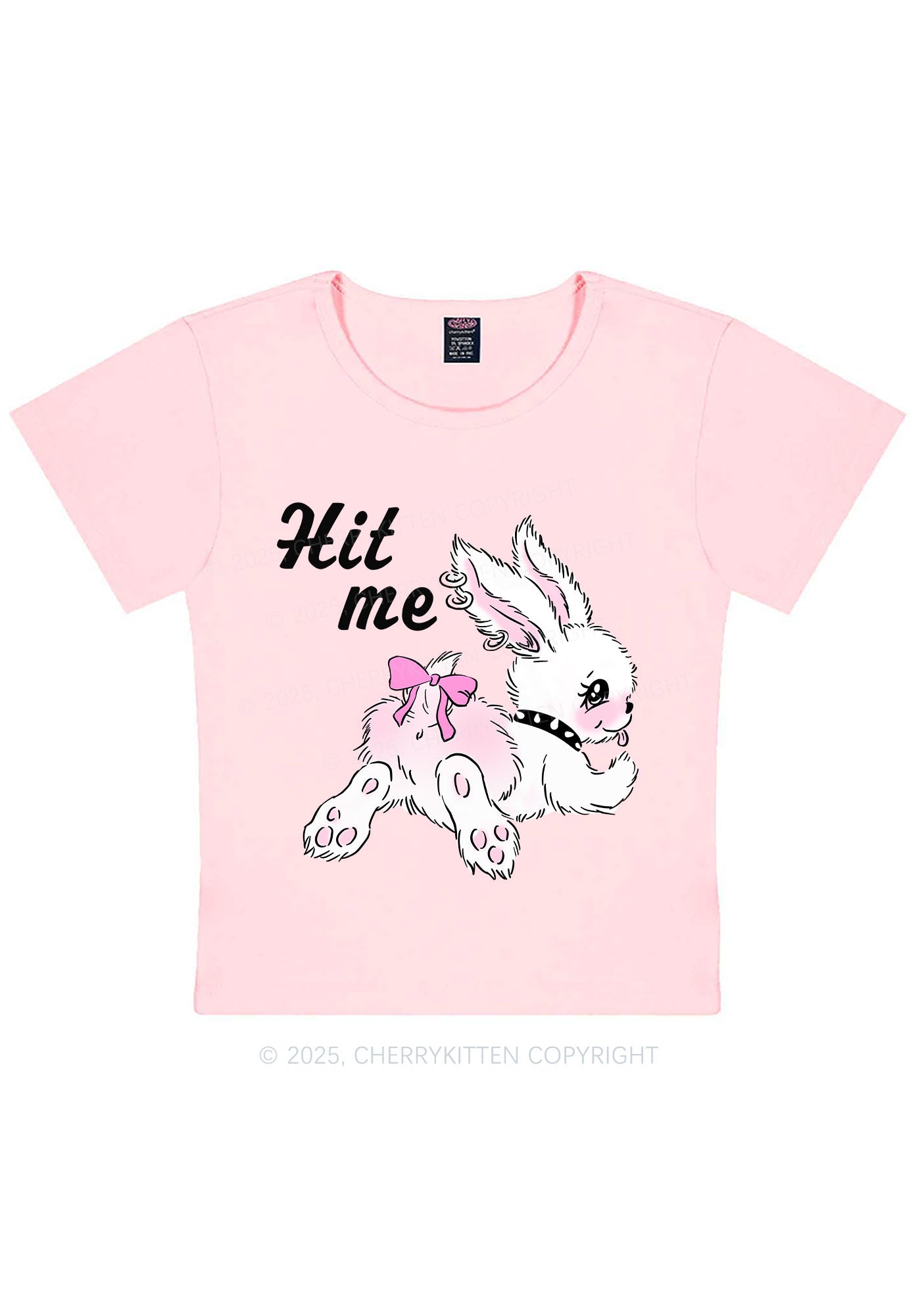 Hit Me White Bunny Y2K Baby Tee Cherrykitten