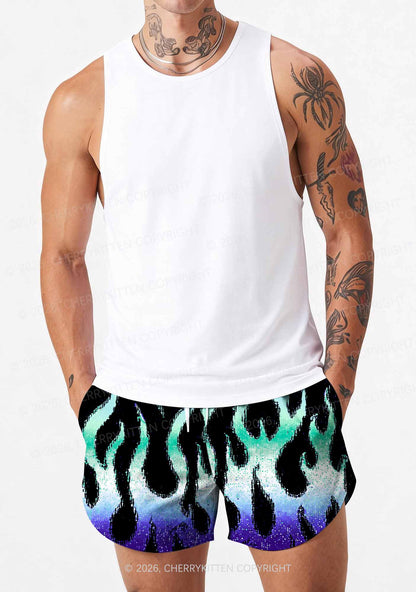 Gay Flame Pride Y2K Print Men Beach Shorts Cherrykitten