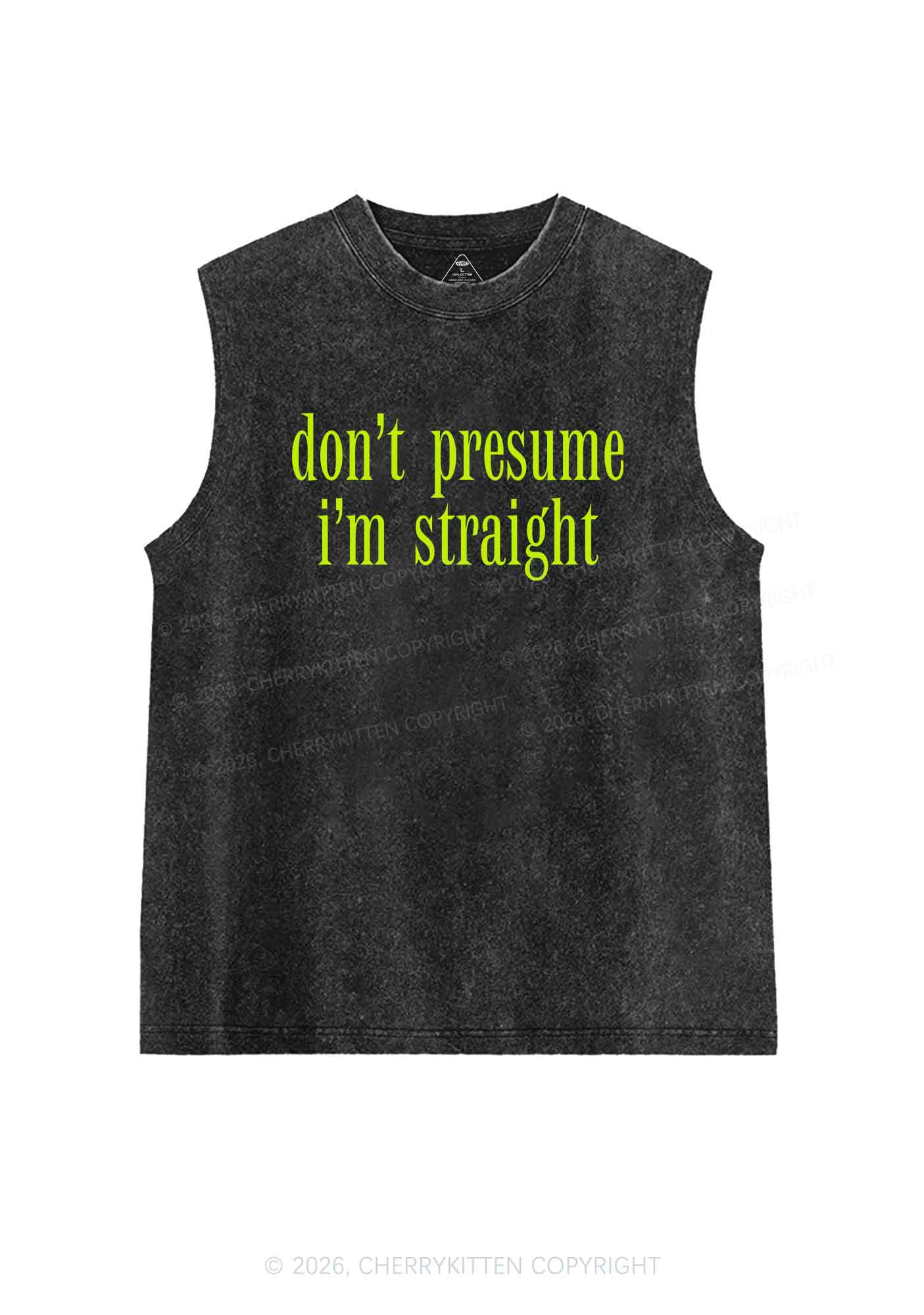 Dont Presume Im Straight Pride Y2K Washed Muscle Tank Cherrykitten