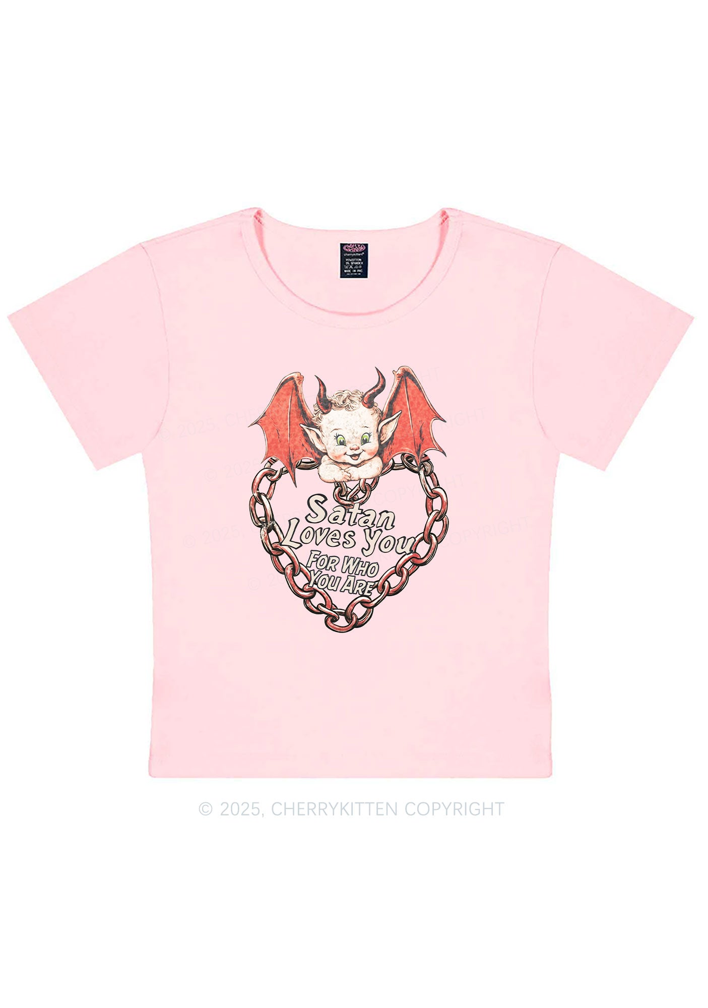 Satan Loves You Y2K Baby Tee Cherrykitten