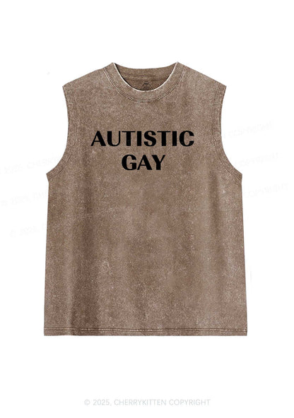 Autistic Gay Pride Y2K Washed Muscle Tank Cherrykitten