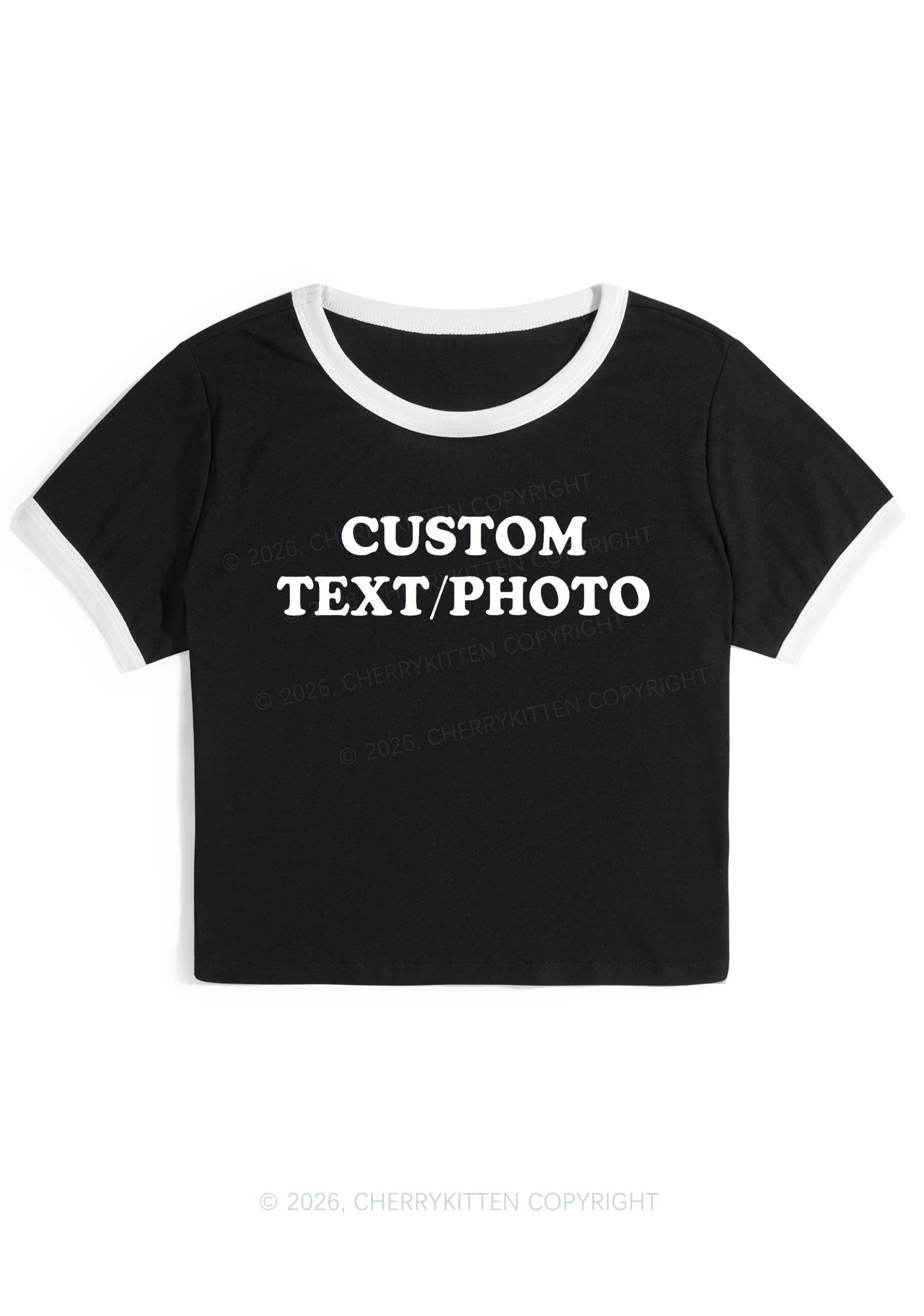 Custom Personalized Text Y2K Ringer Tee Cherrykitten
