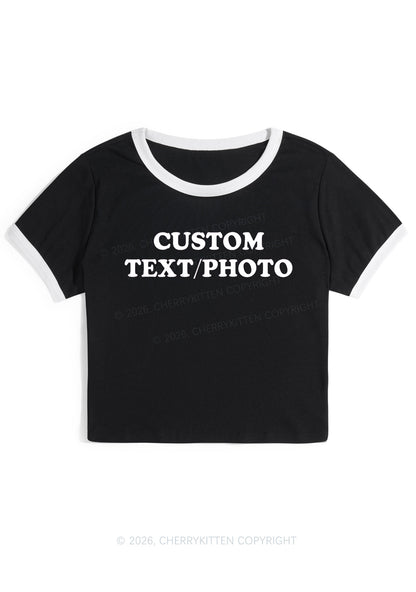 Custom Personalized Text Y2K Ringer Tee Cherrykitten
