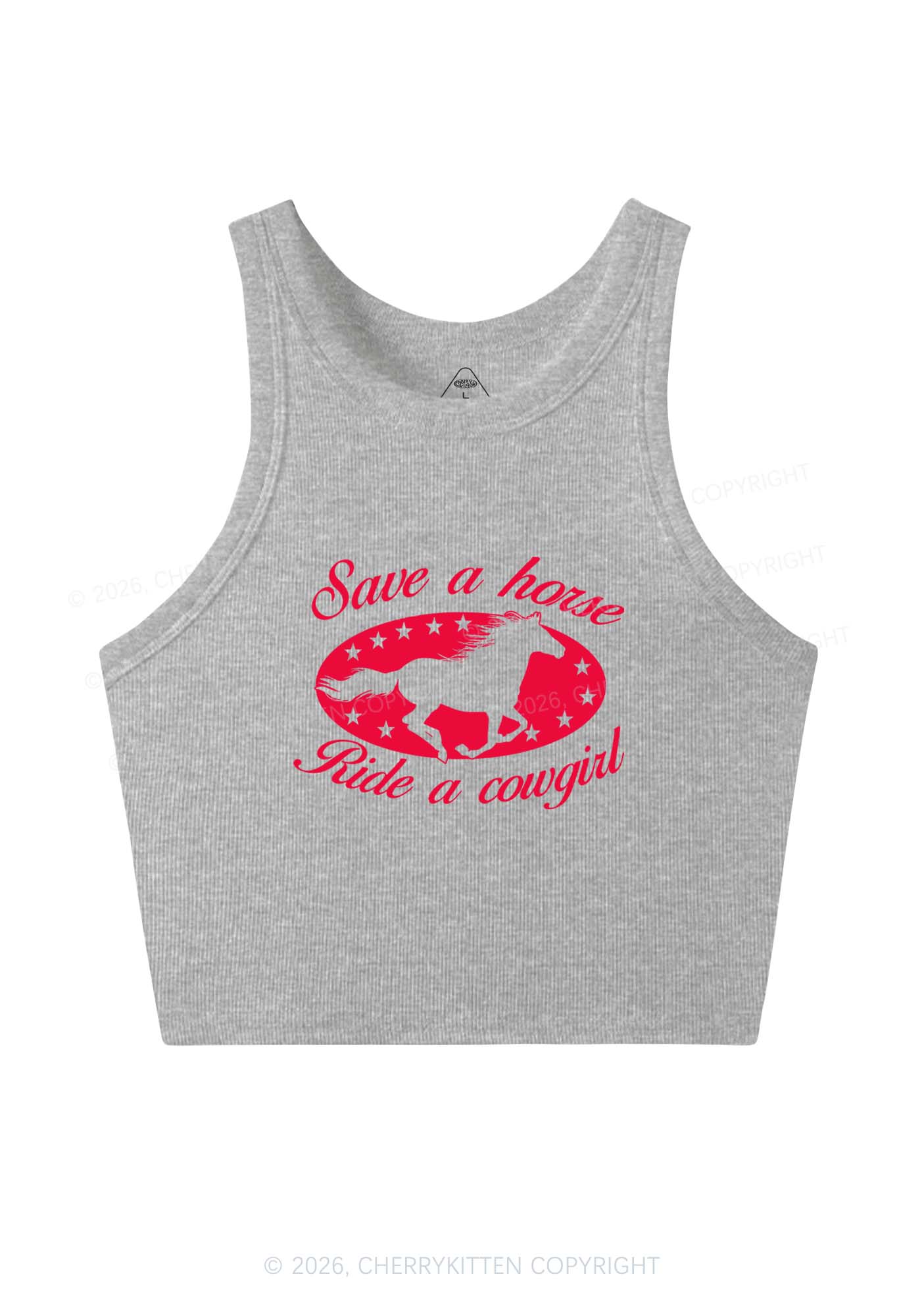 Star Horse Cowgirl Pride Y2K Crop Tank Top Cherrykitten