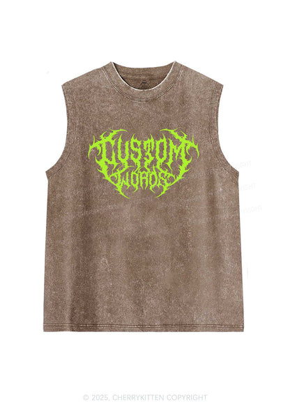Custom Punk Words Y2K Washed Muscle Tank Cherrykitten