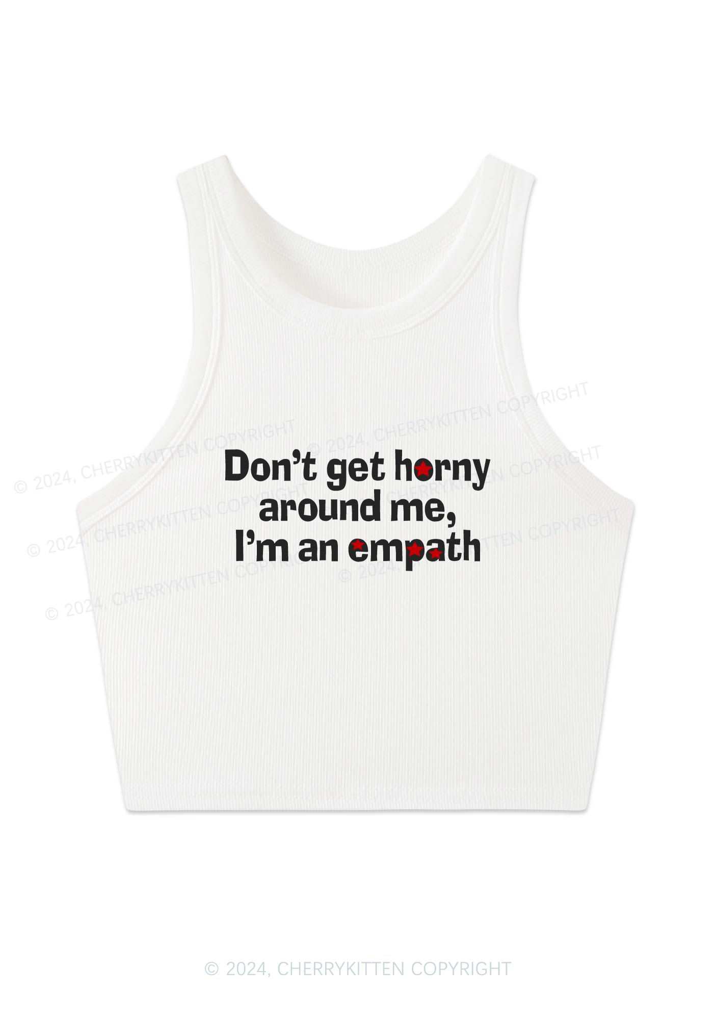 Don't Get Horny Around Me Y2K Crop Tank Top Cherrykitten