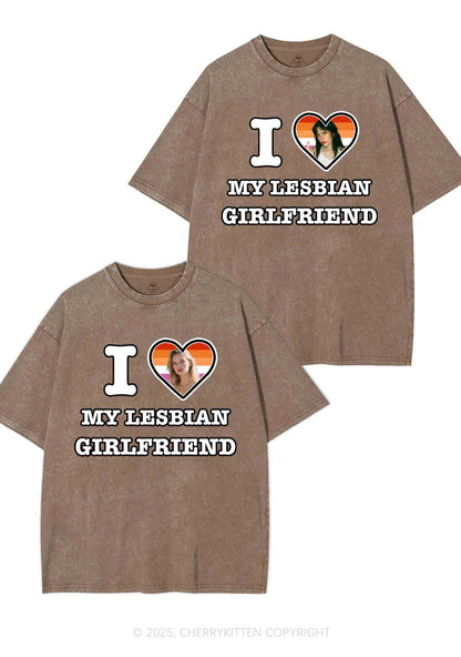 Custom My Lesbian GF Pride Y2K Valentine's Day Washed Tee Cherrykitten