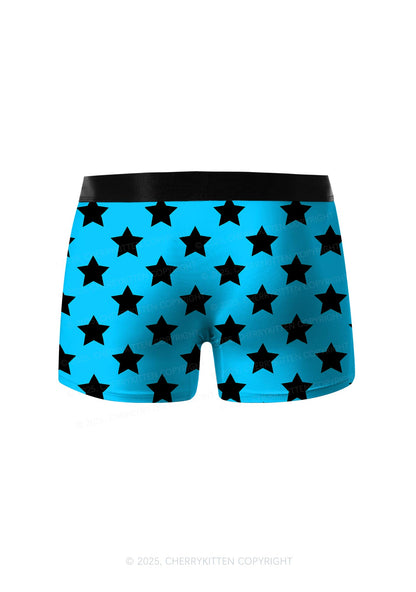 Black Star Y2K Print Men Boxer Briefs Cherrykitten