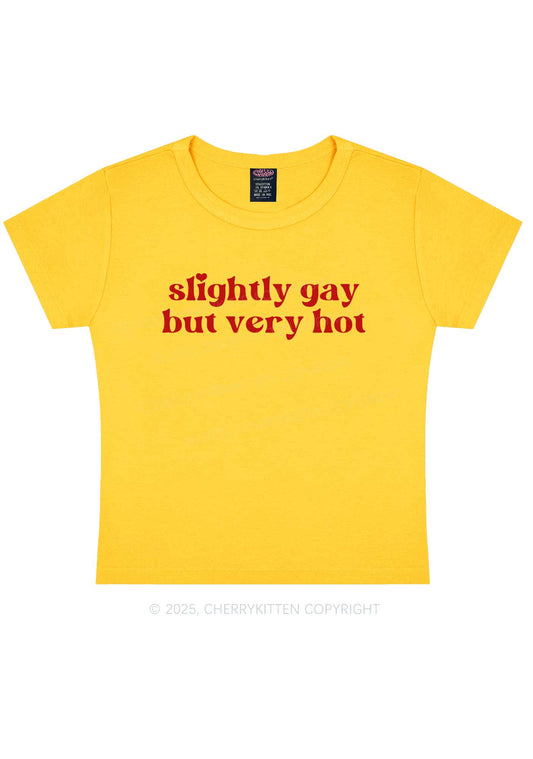 Slightly Gay But Very Hot Pride Y2K Baby Tee Cherrykitten