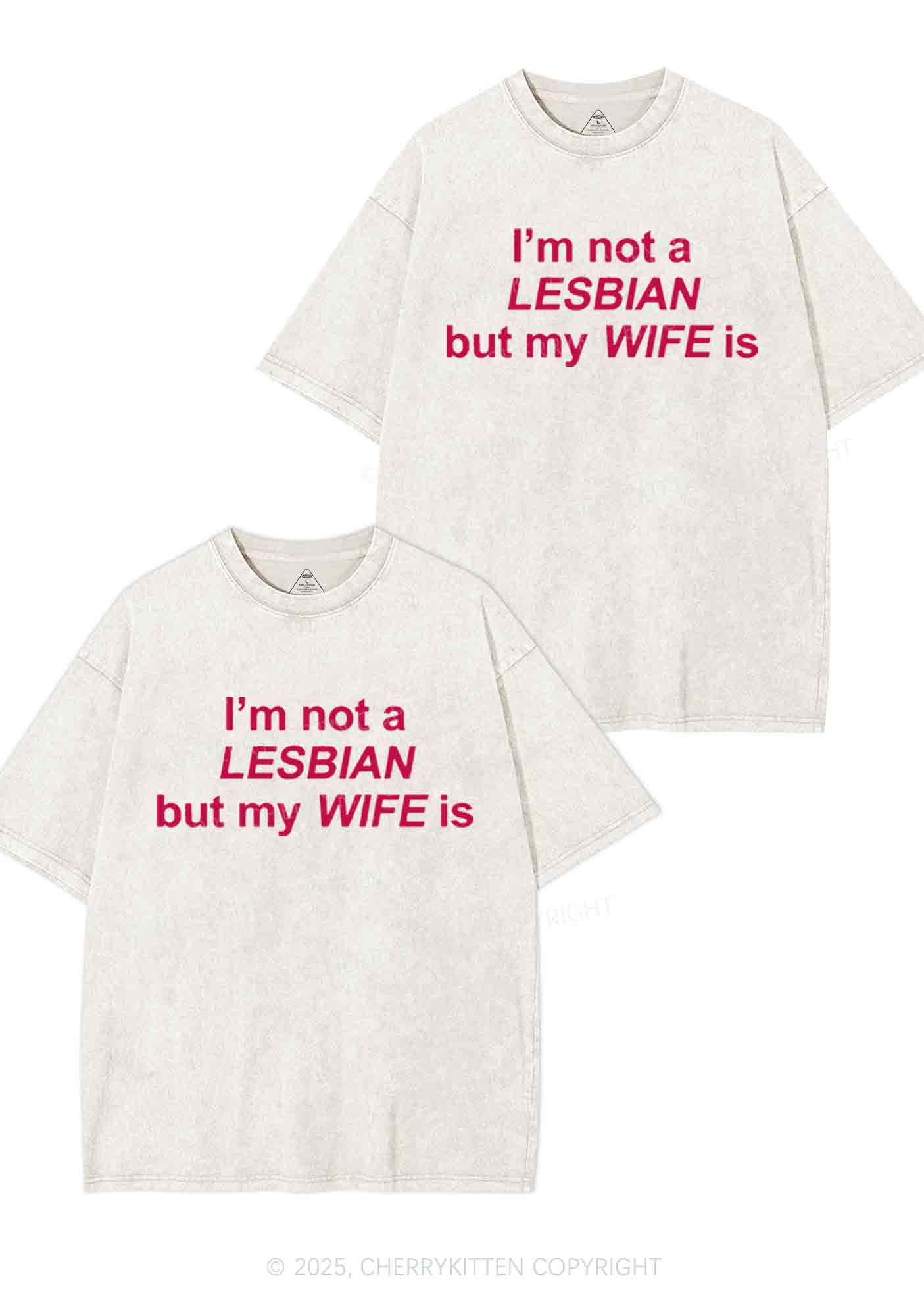 My Wife Is Lesbian Y2K Valentine's Day Washed Tee Cherrykitten