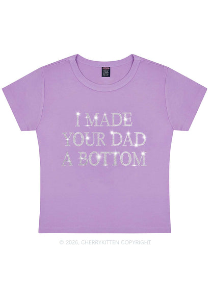 Rhinestone Made Your Dad A Bottom Pride Y2K Baby Tee Cherrykitten