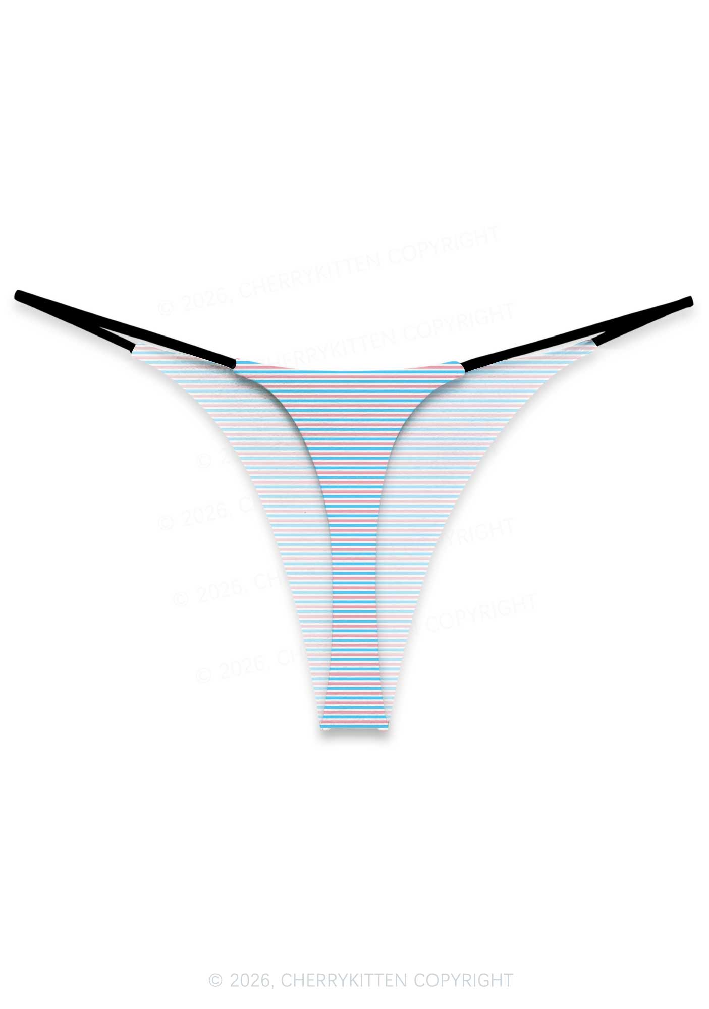 Trans Stripes Pride Y2K Print Bikini String Thong Cherrykitten