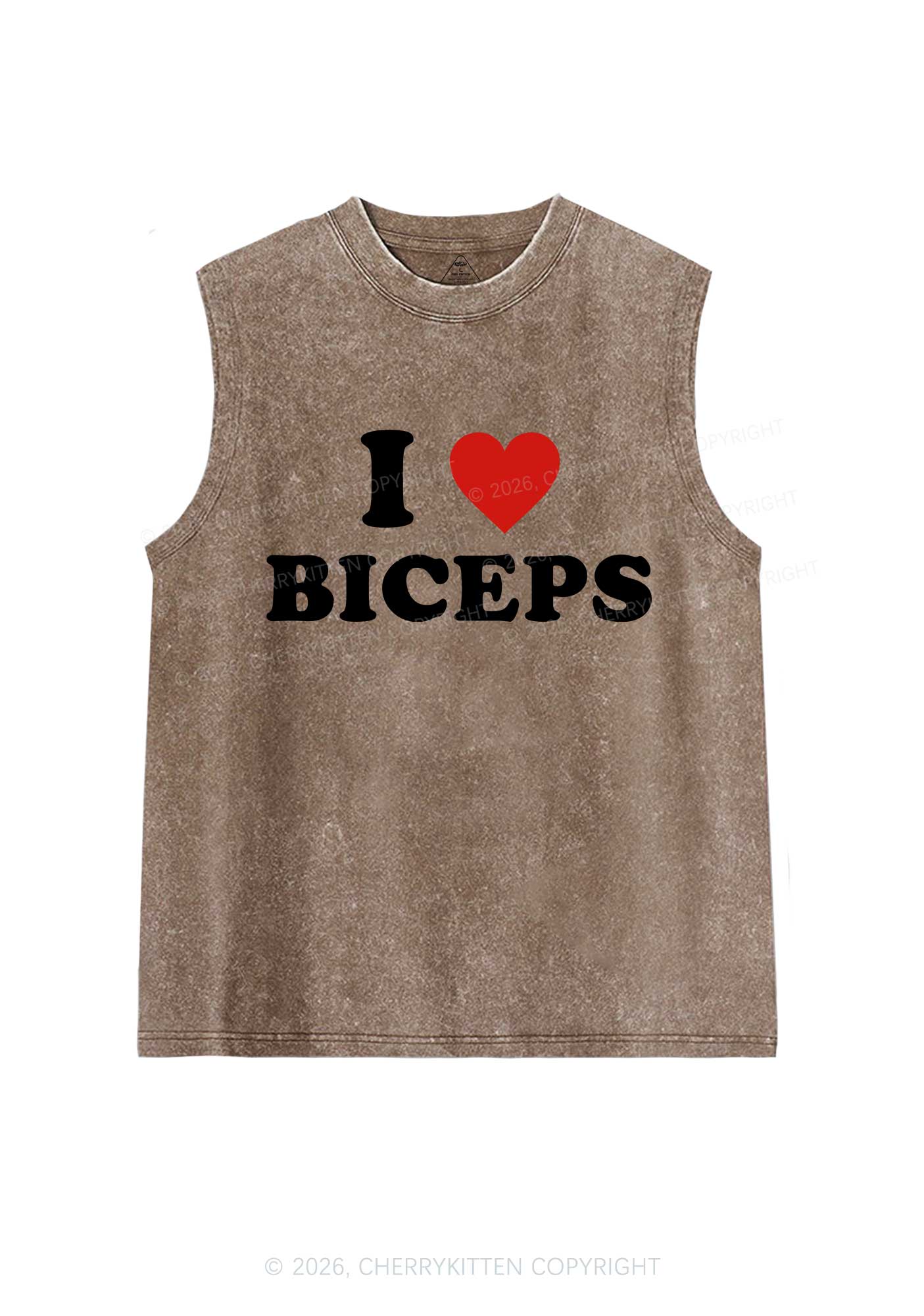 I Love Biceps Valentine's Day Y2K Washed Muscle Tank Cherrykitten