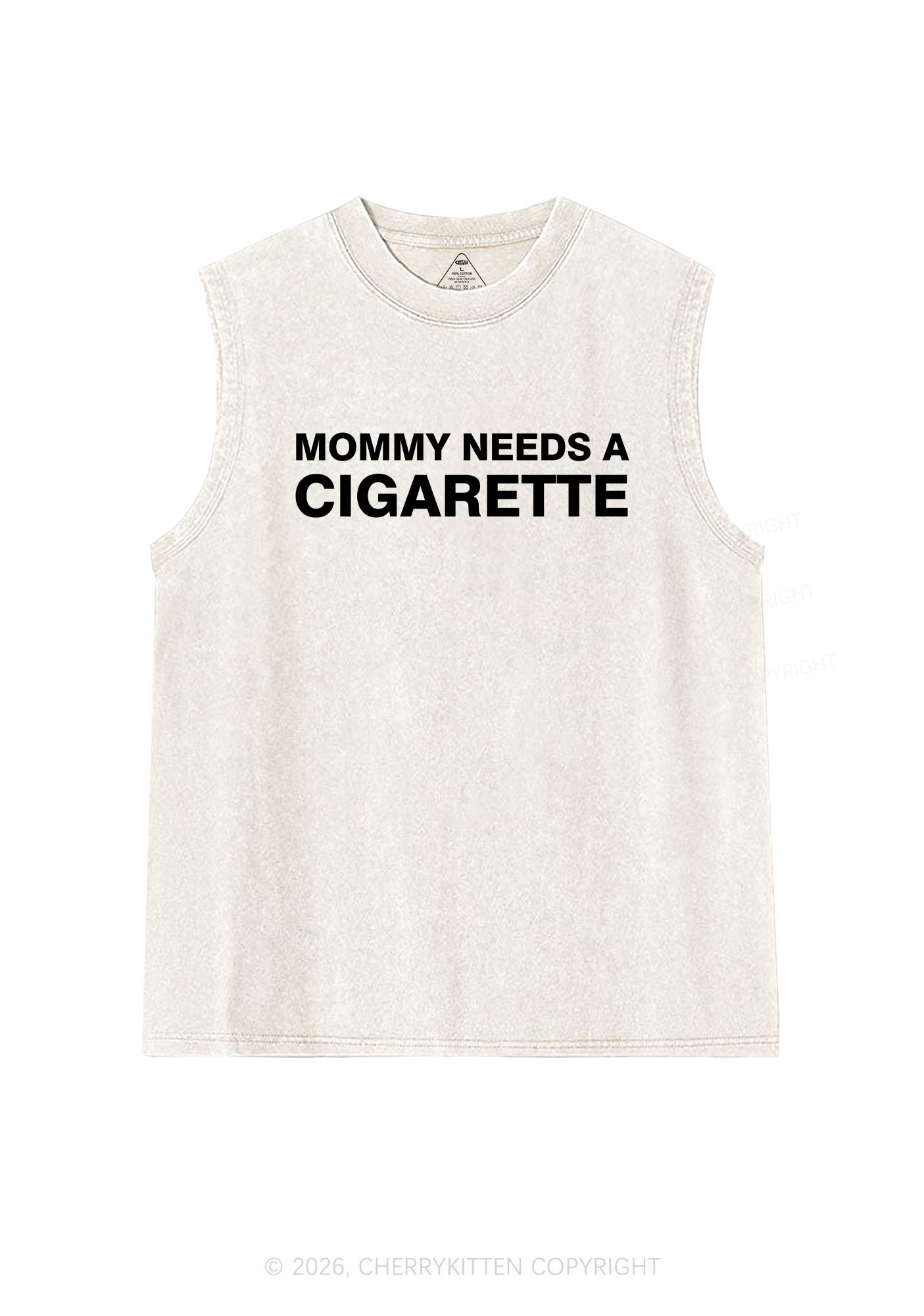 Mommy Needs A Cigarette Y2K Washed Muscle Tank Cherrykitten