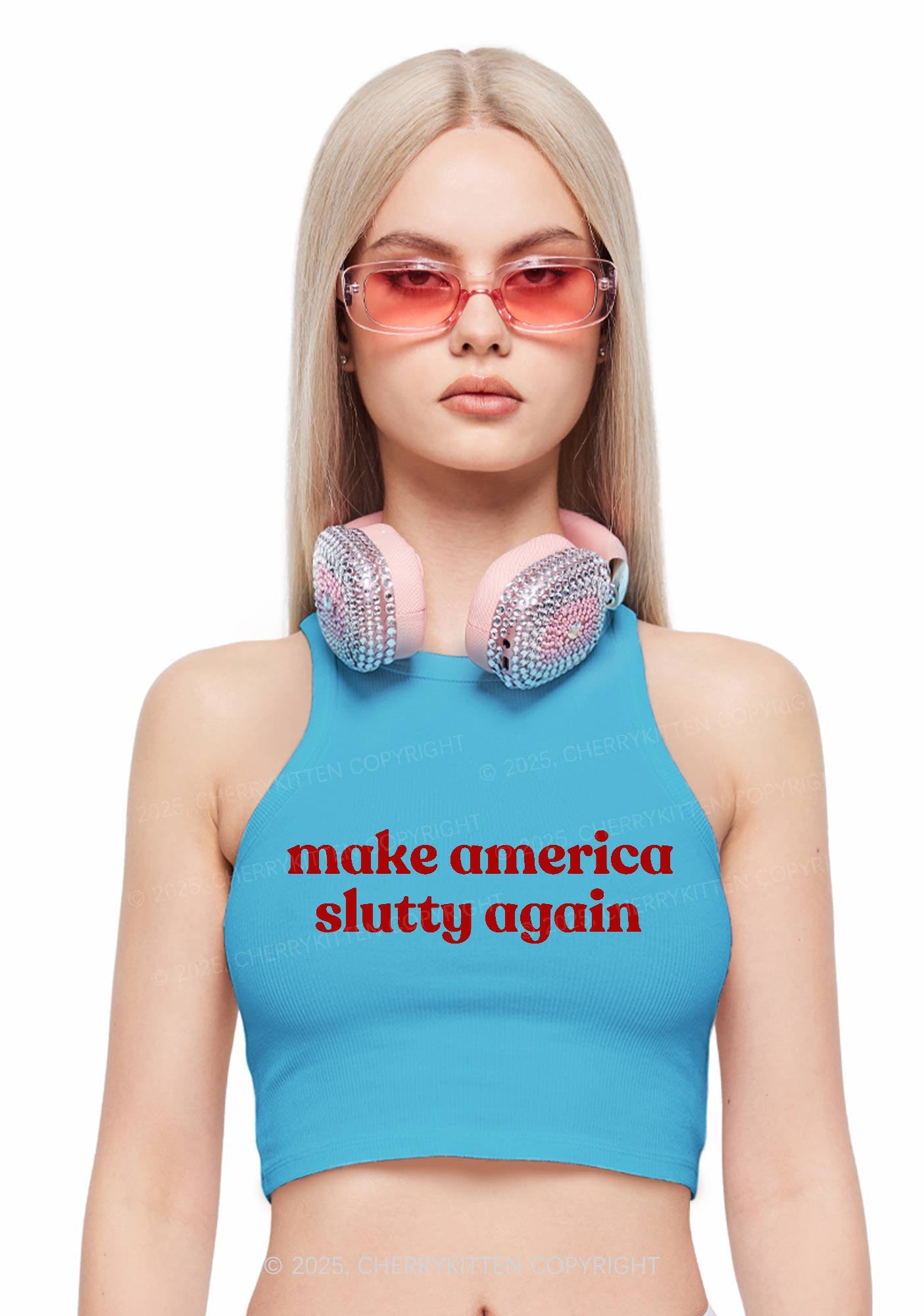 Make America Slxtty Again Y2K Crop Tank Top Cherrykitten