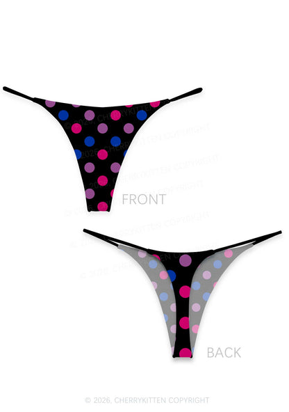 Bisexual Dots On Black Pride Y2K Print Bikini String Thong Cherrykitten
