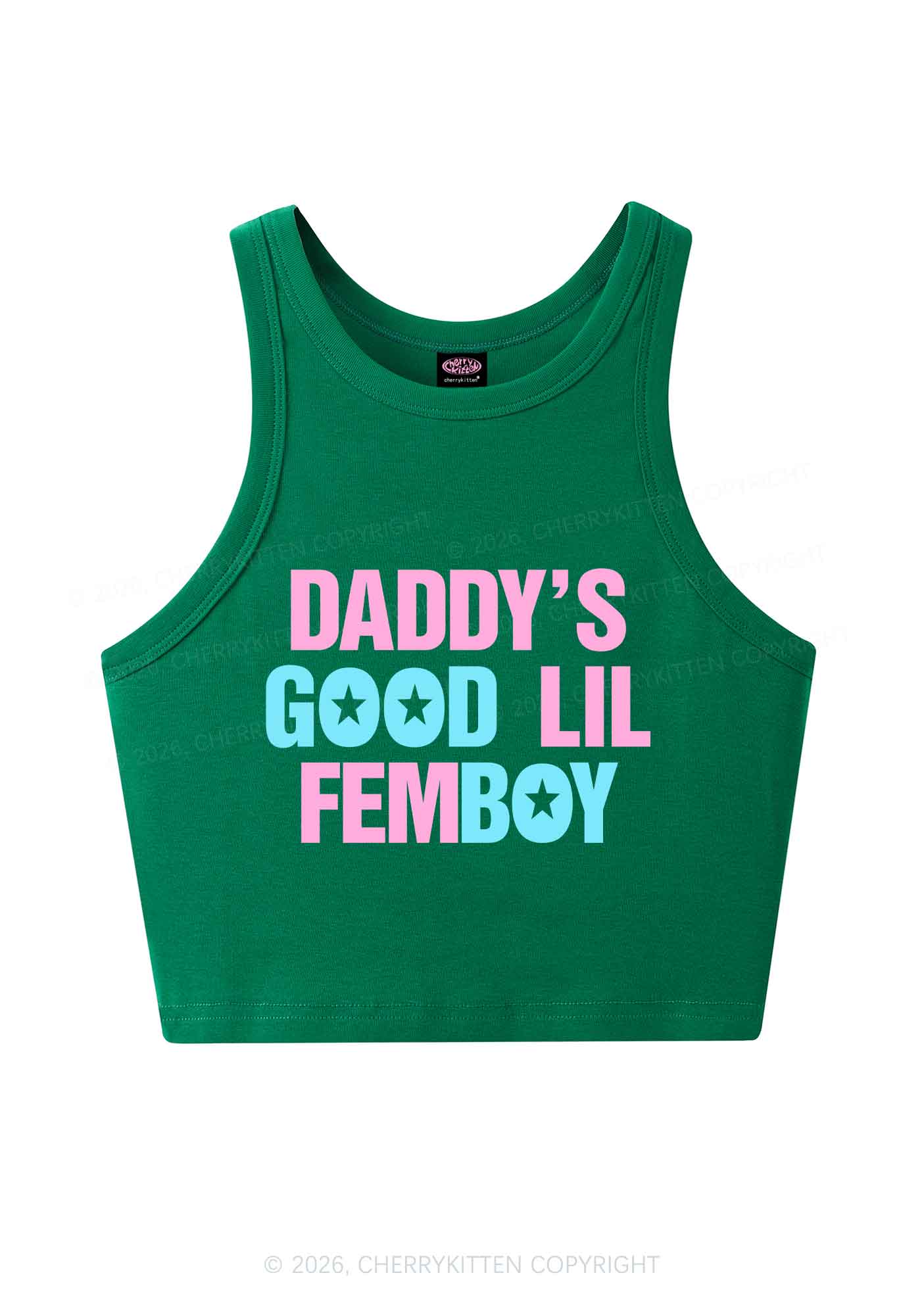 Daddys Good Lil Femboy Pride Y2K Crop Tank Top Cherrykitten