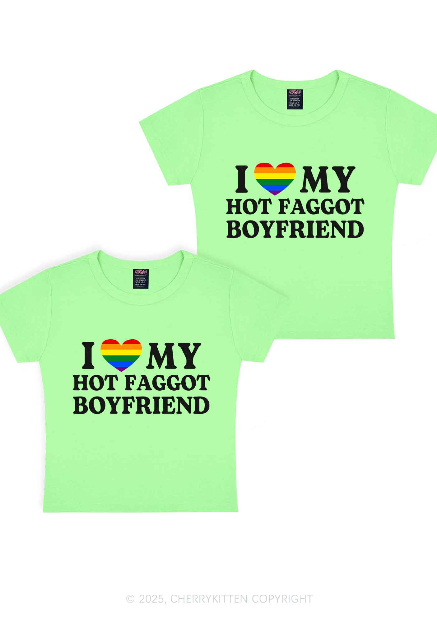 Love My Hot Faggot BF Y2K Valentine's Day Baby Tee Cherrykitten