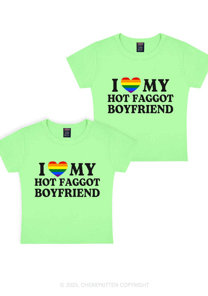 Love My Hot Faggot BF Y2K Valentine's Day Baby Tee Cherrykitten