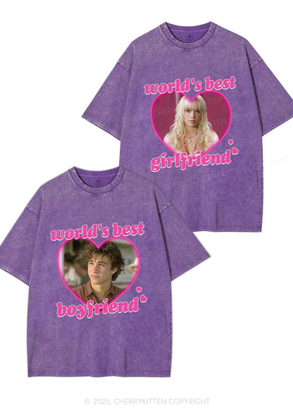 Custom Worlds Best BF GF Y2K Valentine's Day Washed Tee Cherrykitten