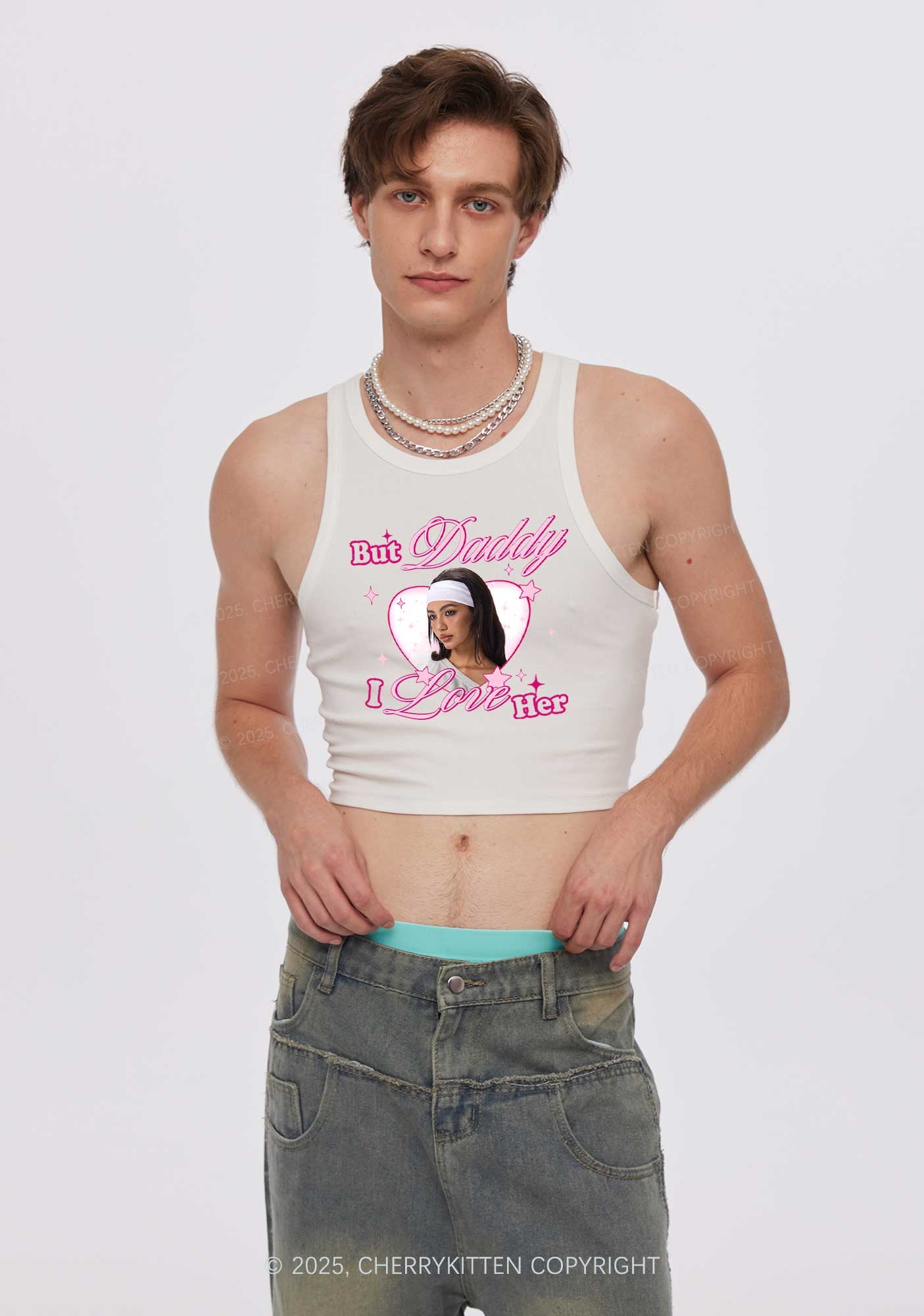 Custom But Daddy I Love Y2K Crop Tank Top Cherrykitten