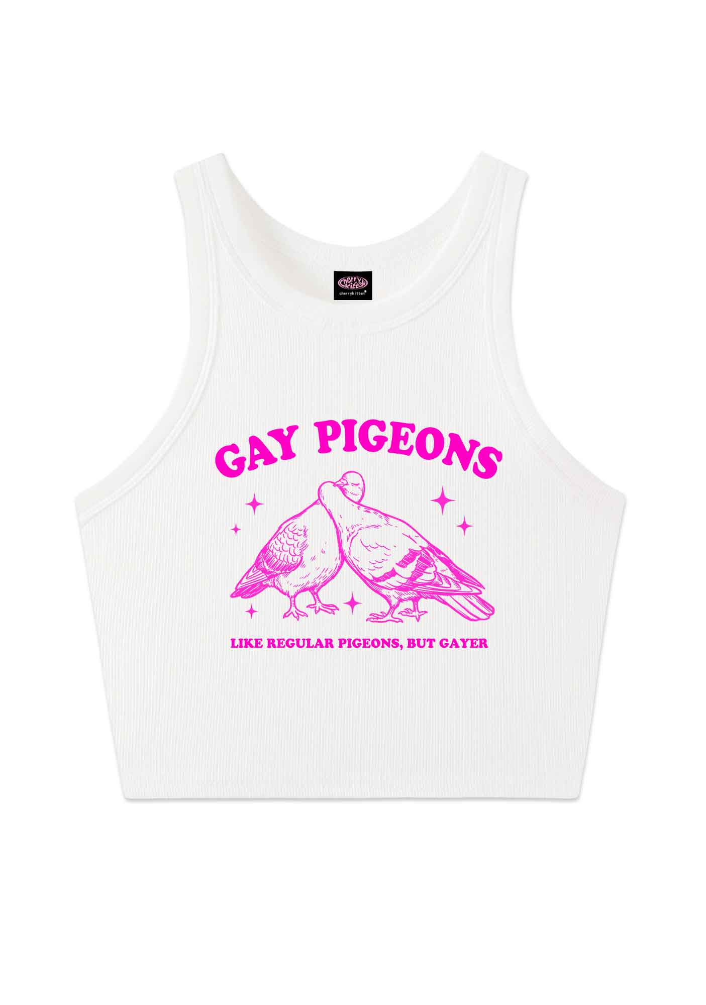 Gay Pigeons Kissing Pride Y2K Crop Tank Top Cherrykitten