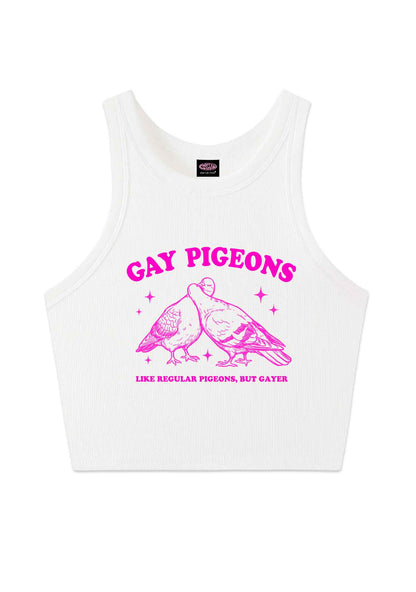 Gay Pigeons Kissing Pride Y2K Crop Tank Top Cherrykitten