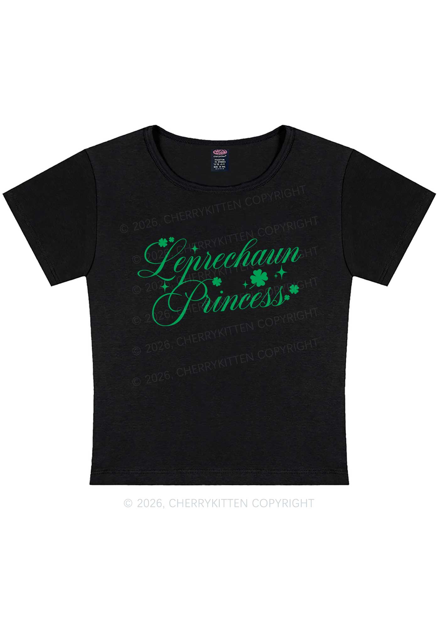 Leprechaun Princess St Patricks Y2K Baby Tee Cherrykitten