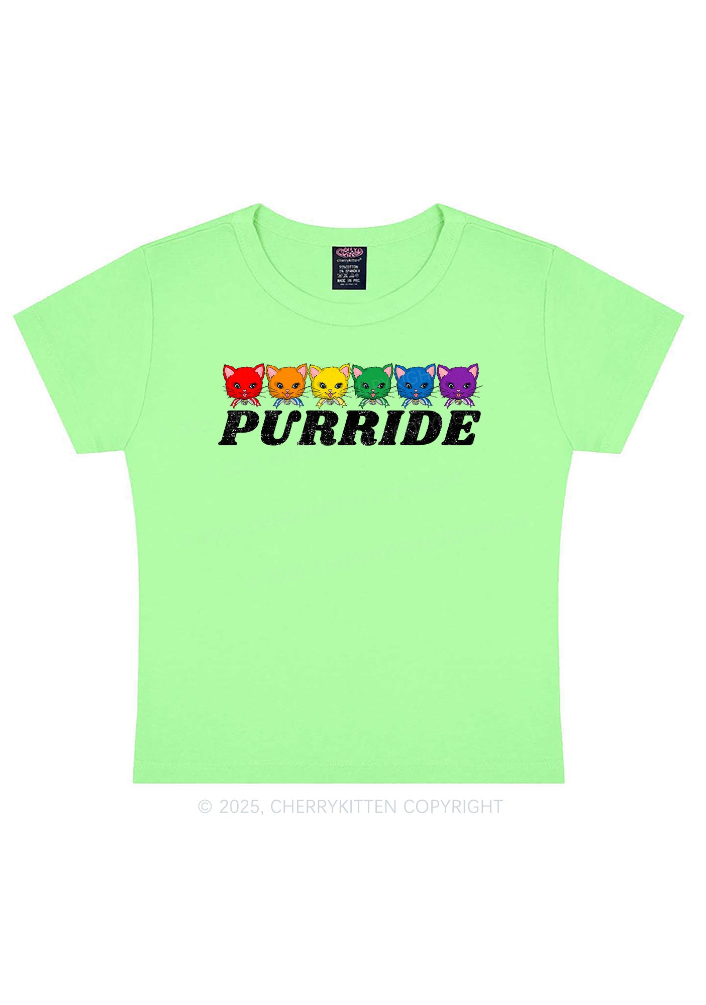 Purride Cat Pride Y2K Baby Tee Cherrykitten