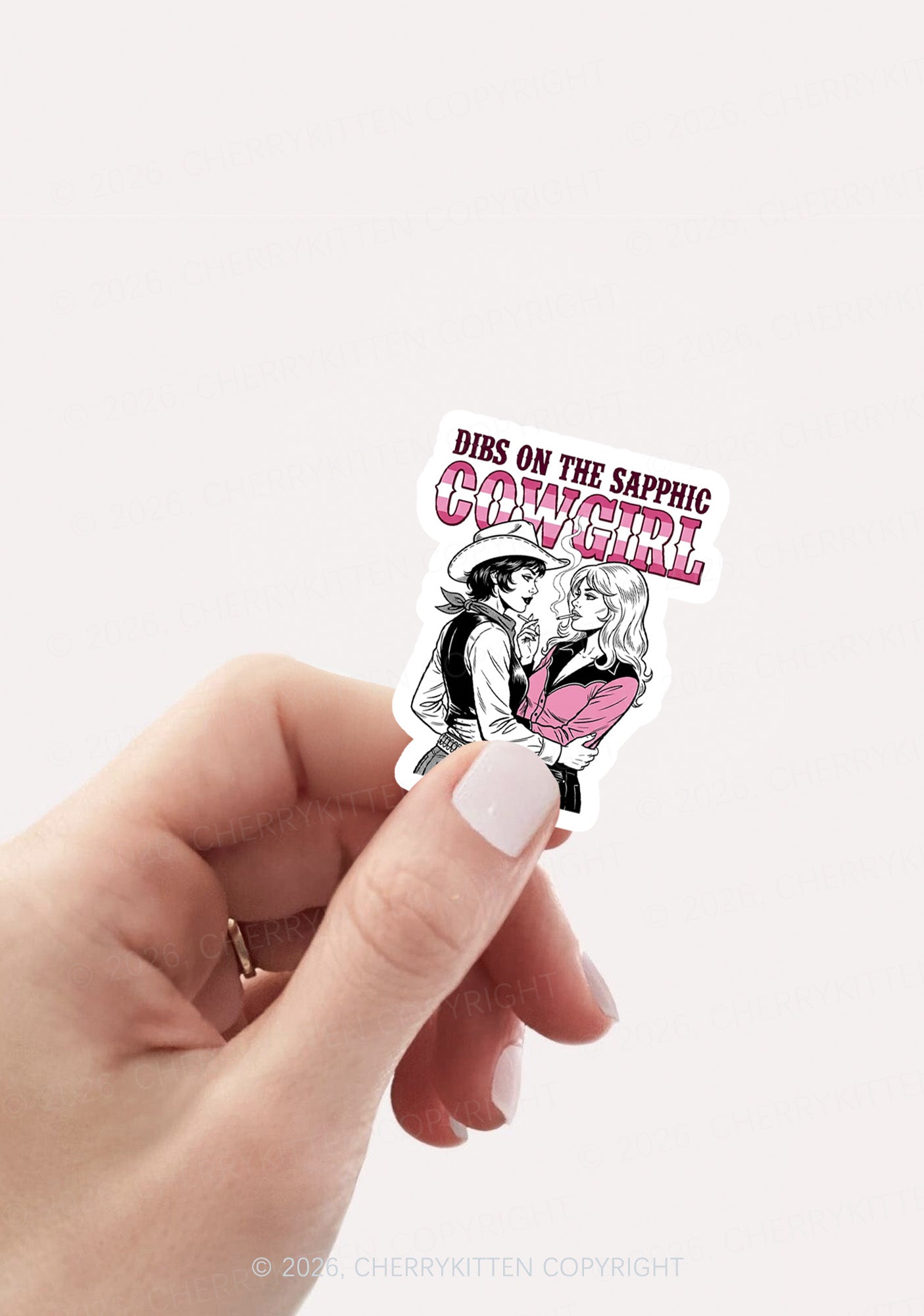 Dibs On The Sapphic Cowgirl Pride 1pc Y2K Sticker Cherrykitten