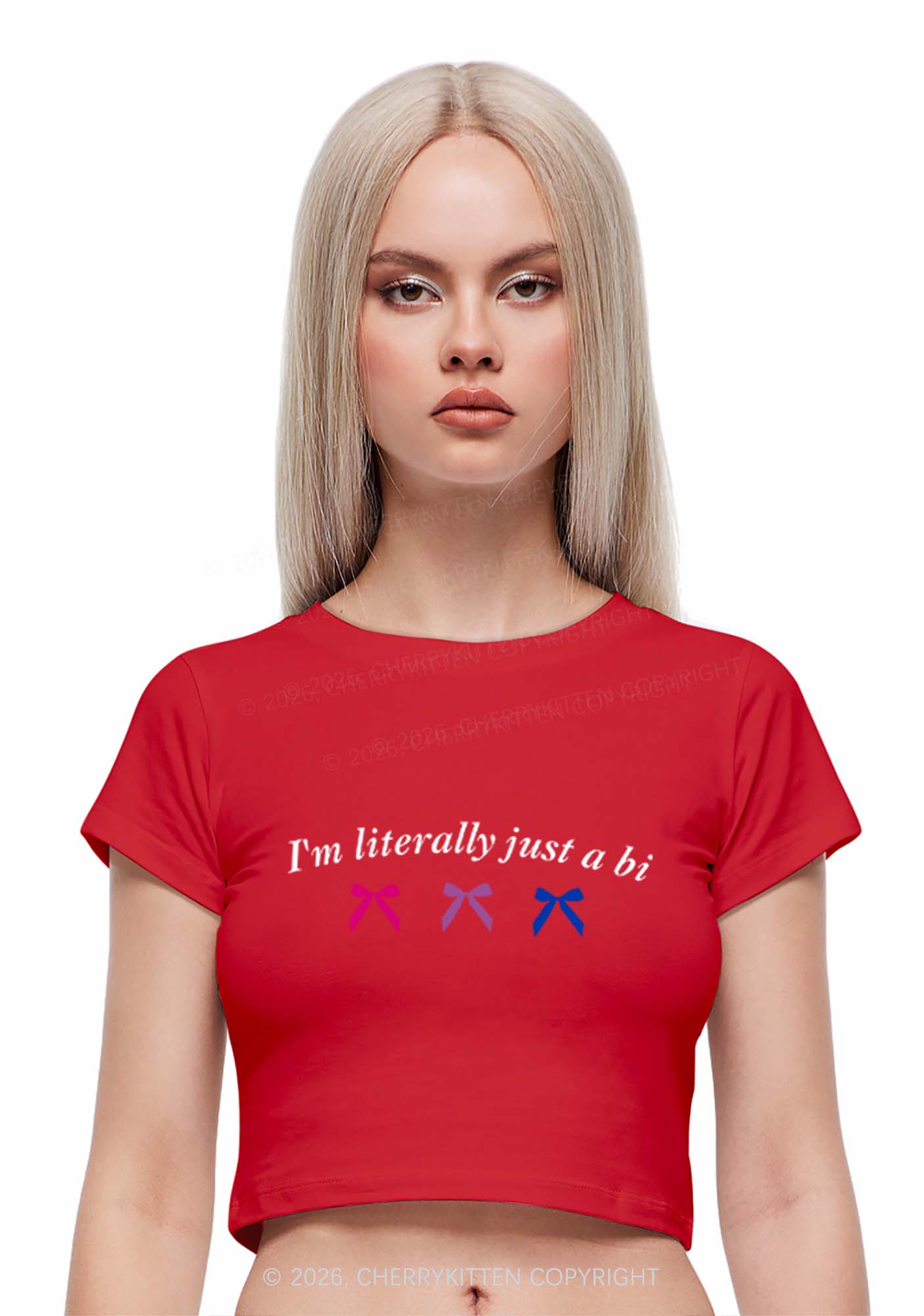 Im Literally Just A Bi Pride Y2K Baby Tee Cherrykitten