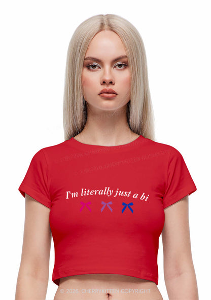 Im Literally Just A Bi Pride Y2K Baby Tee Cherrykitten
