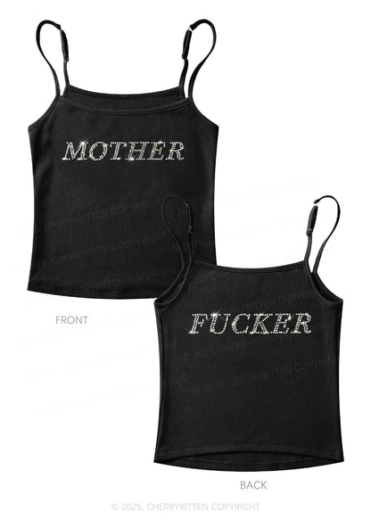 Rhinestone Motherfxcker Two Sides Y2K Spaghetti Strap Cami Cherrykitten