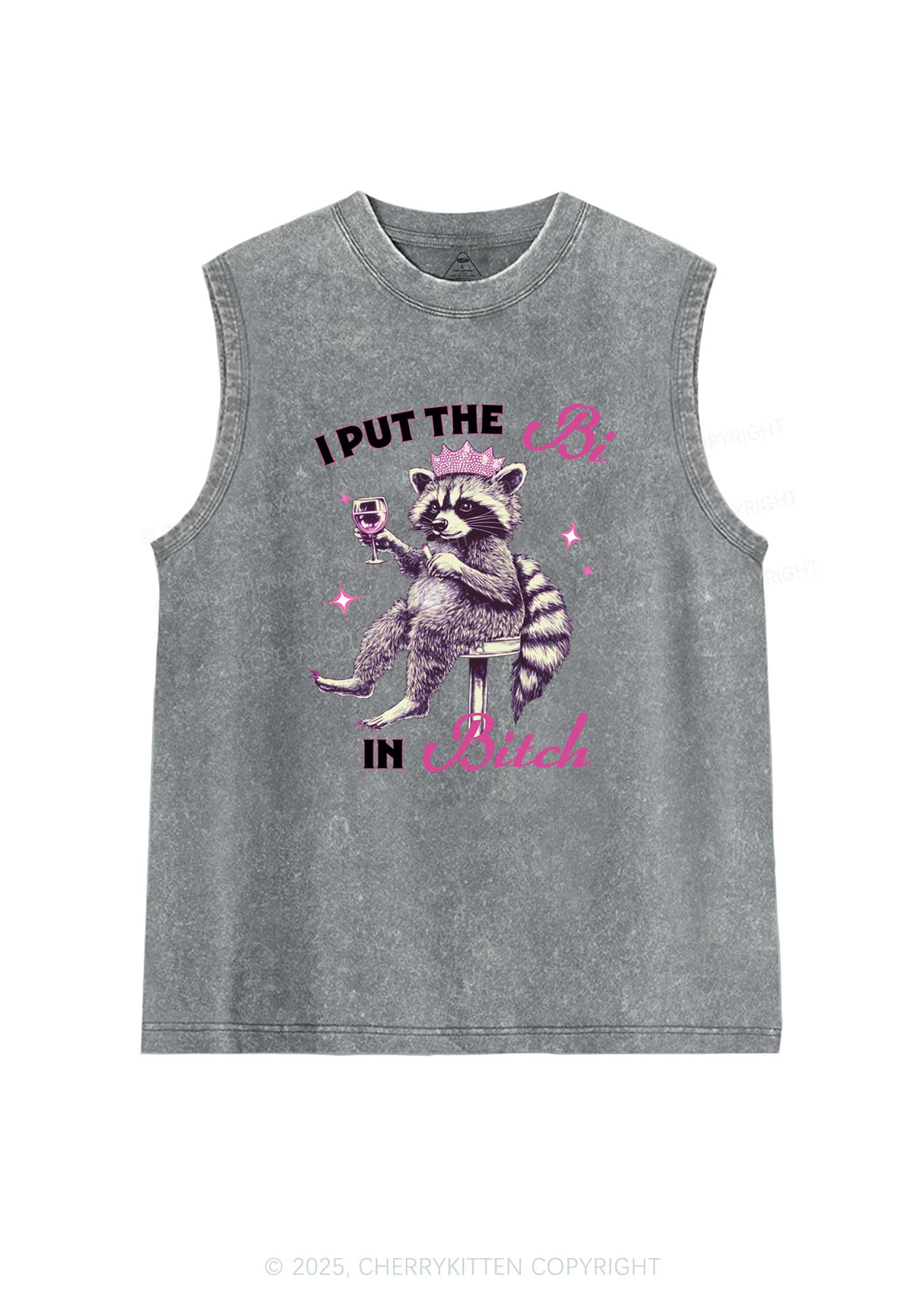 Bi Bxxch Raccoon Pride Y2K Washed Muscle Tank Cherrykitten