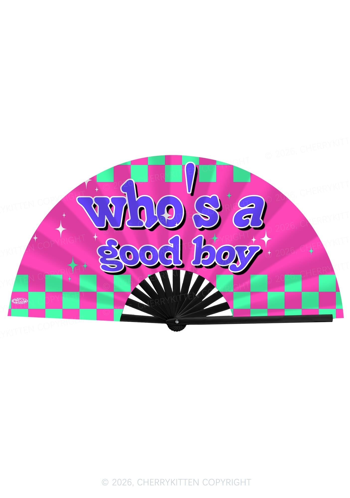 Whos A Good Boy Y2K Rave Hand Fan Cherrykitten
