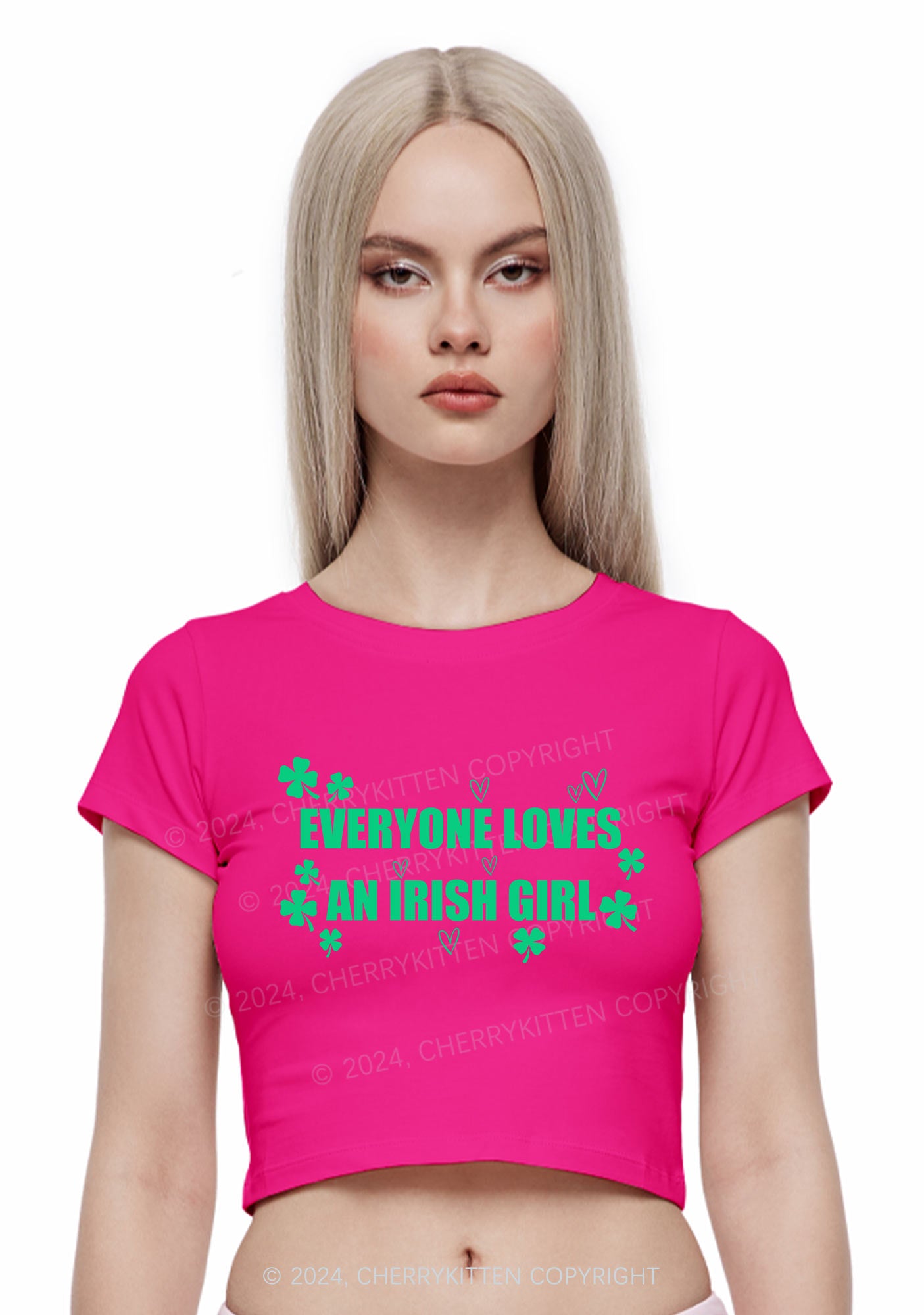 Everyone Loves Irish Girl St Patricks Y2K Baby Tee Cherrykitten