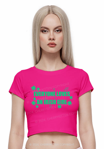 Everyone Loves Irish Girl St Patricks Y2K Baby Tee Cherrykitten